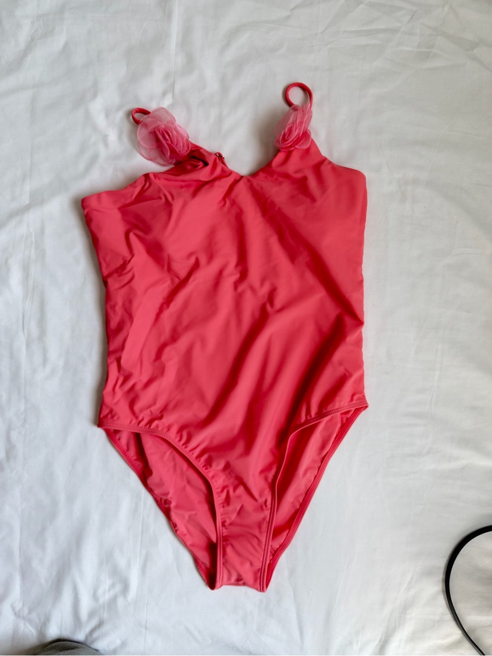 Kids Coral Pink One-Piece Swimsuit with Ruffle Straps